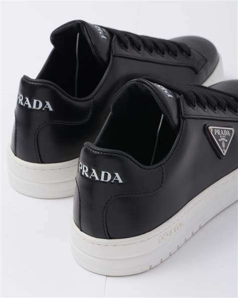 black mens prada sneaker with gray and white sole|black high top Prada sneakers.